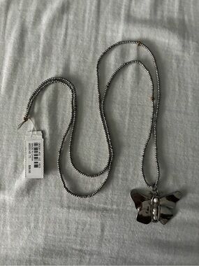 J. Jill Silver Butterfly Pendant Beaded Necklace